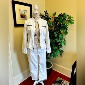 Chicos animal print jacket and pants set